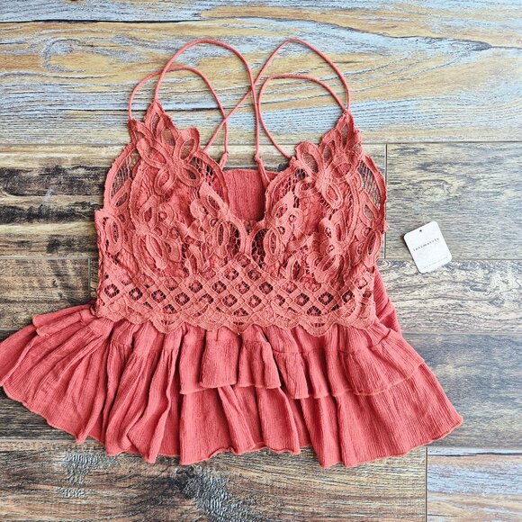 NWT Free People Intimately Adella Cami Top Lace Gauze Smock Winding Roads - Picture 10 of 16